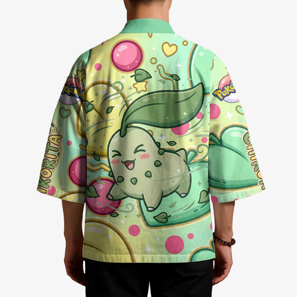 Chikorita Kimono Vibrant Pastel Leaf Pop Art