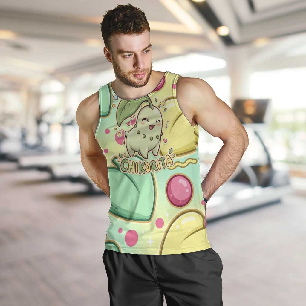 Chikorita Men Tank Top Vibrant Pastel Leaf Pop Art