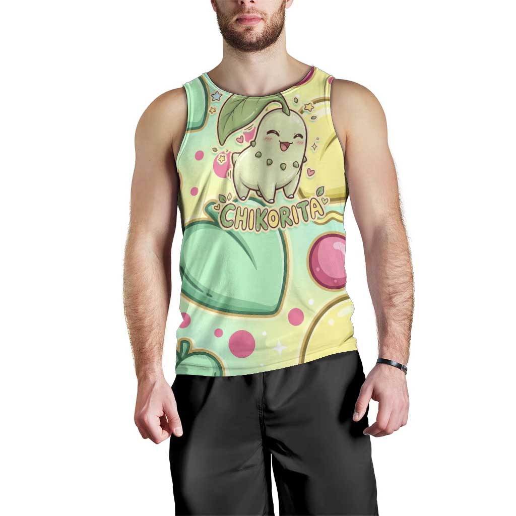 Chikorita Men Tank Top Vibrant Pastel Leaf Pop Art