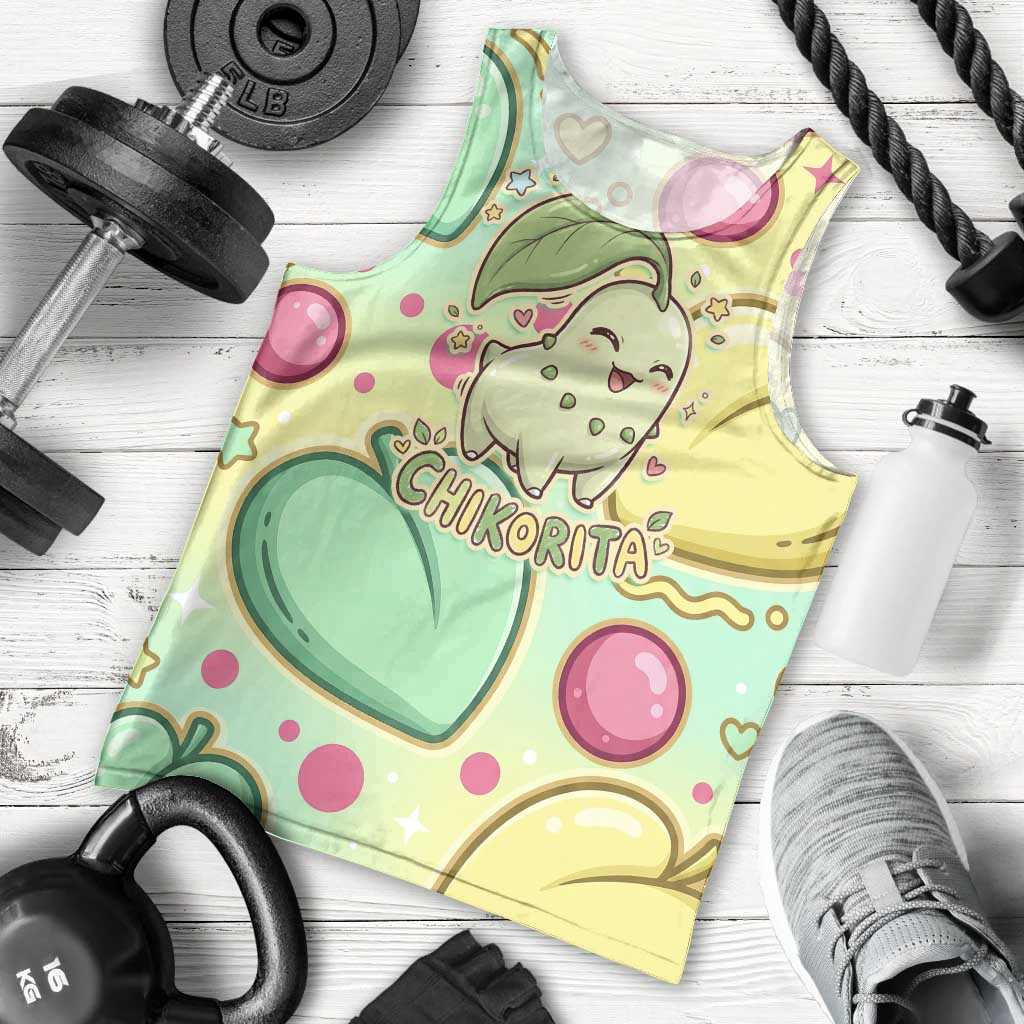 Chikorita Men Tank Top Vibrant Pastel Leaf Pop Art