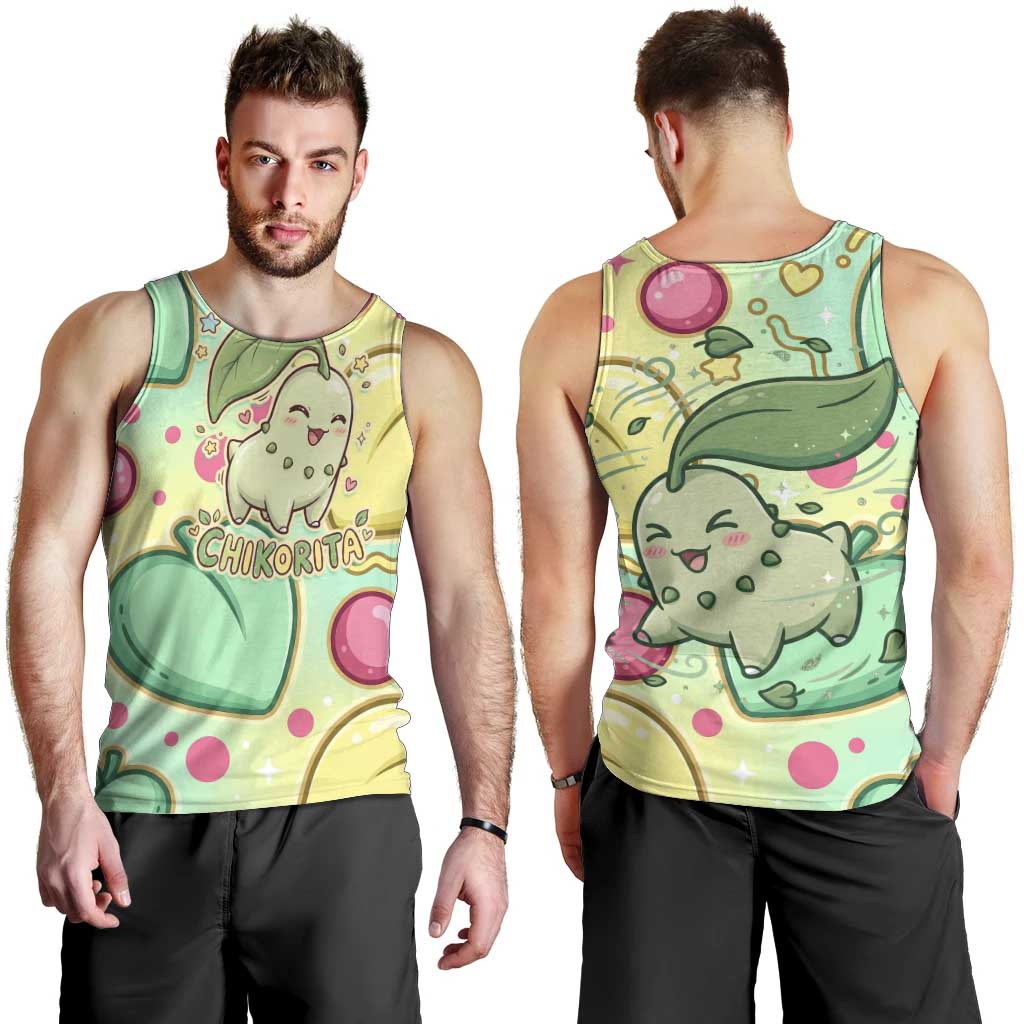 Chikorita Men Tank Top Vibrant Pastel Leaf Pop Art