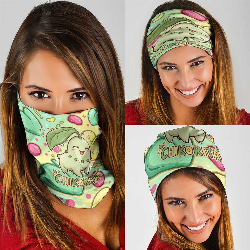 Chikorita Neck Gaiter Vibrant Pastel Leaf Pop Art