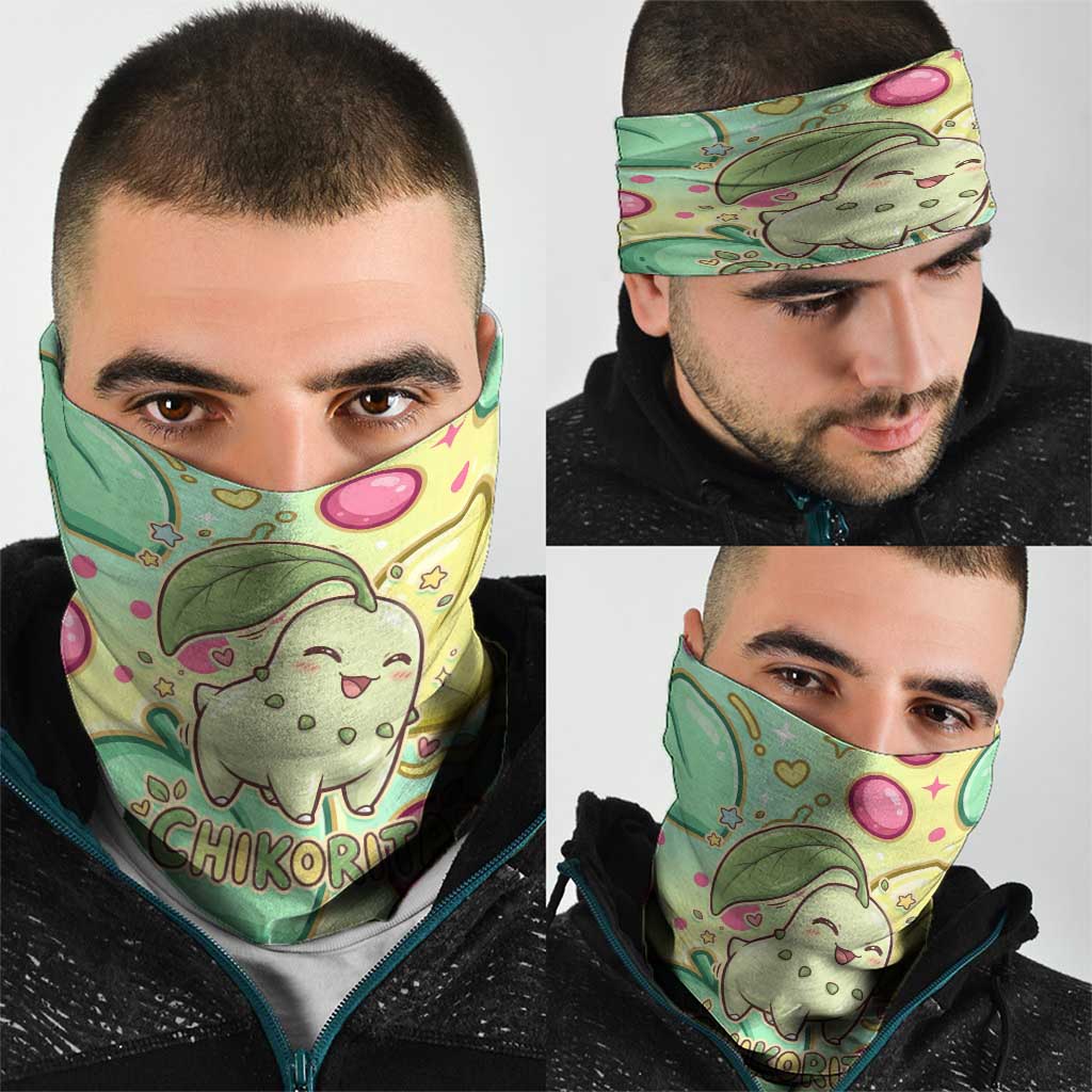 Chikorita Neck Gaiter Vibrant Pastel Leaf Pop Art