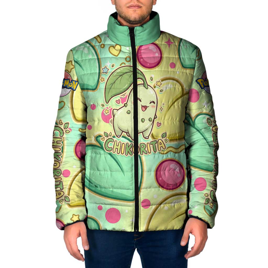Chikorita Padded Jacket Vibrant Pastel Leaf Pop Art