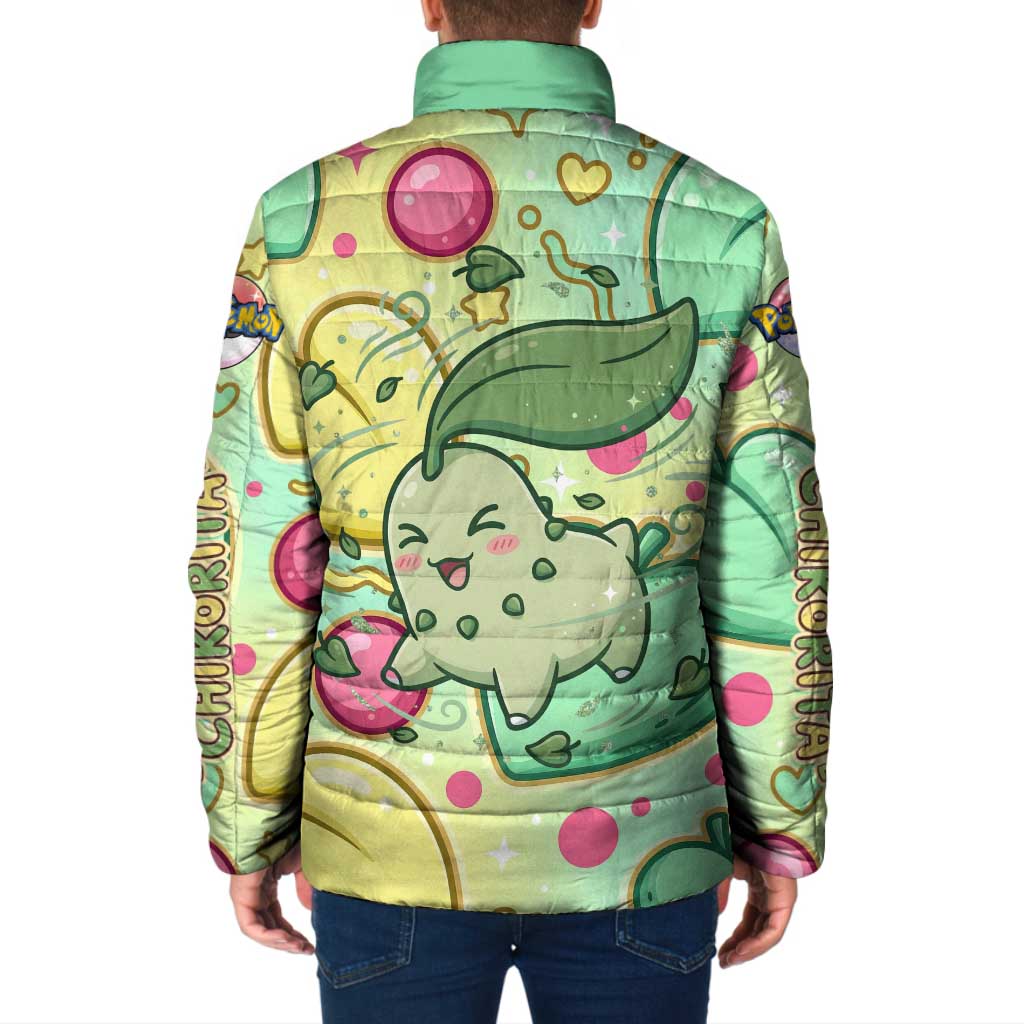 Chikorita Padded Jacket Vibrant Pastel Leaf Pop Art