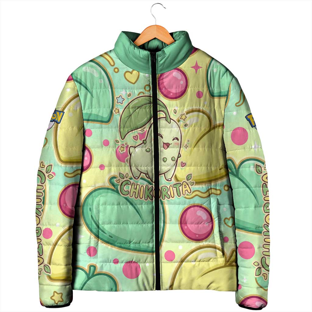 Chikorita Padded Jacket Vibrant Pastel Leaf Pop Art