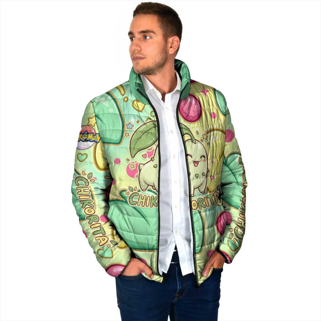 Chikorita Padded Jacket Vibrant Pastel Leaf Pop Art