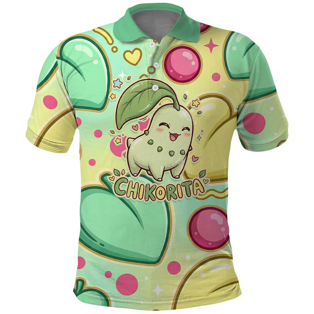 Chikorita Polo Shirt Vibrant Pastel Leaf Pop Art