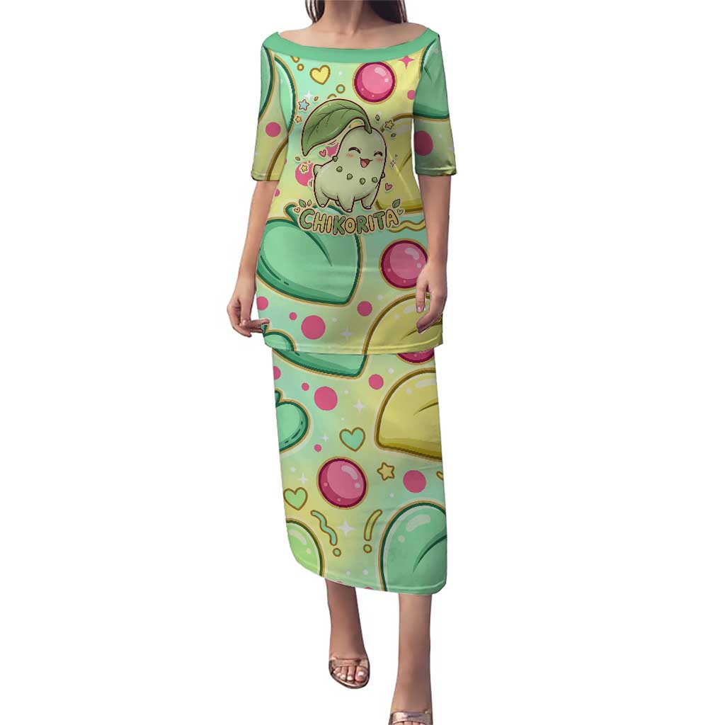 Chikorita Puletasi Vibrant Pastel Leaf Pop Art