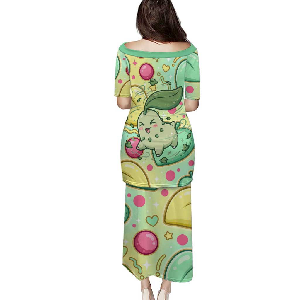 Chikorita Puletasi Vibrant Pastel Leaf Pop Art