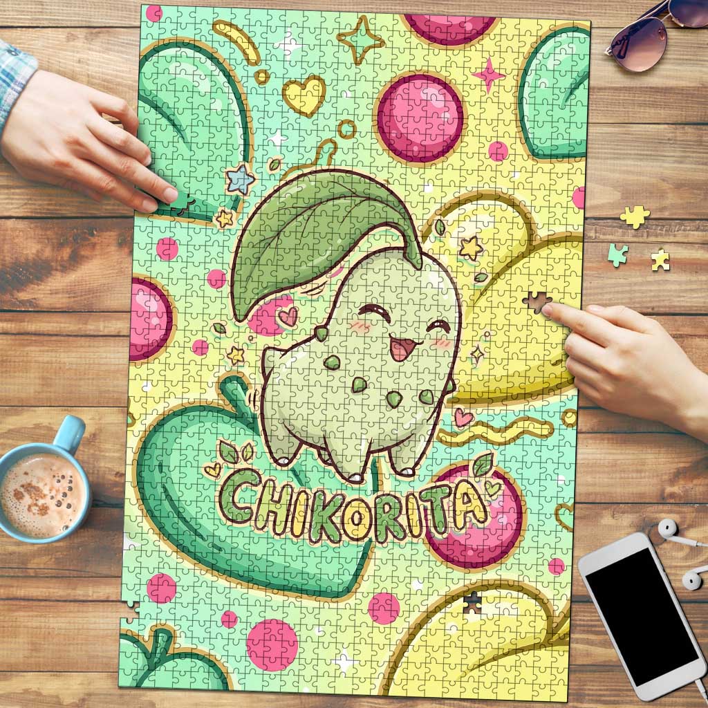 Chikorita Puzzle Vibrant Pastel Leaf Pop Art