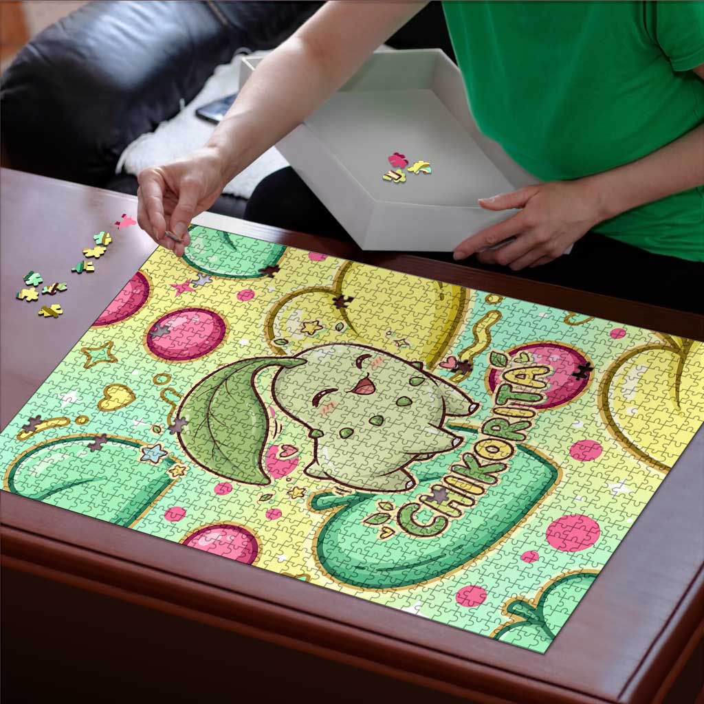 Chikorita Puzzle Vibrant Pastel Leaf Pop Art