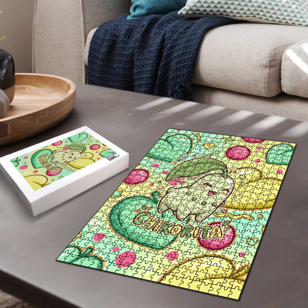 Chikorita Puzzle Vibrant Pastel Leaf Pop Art