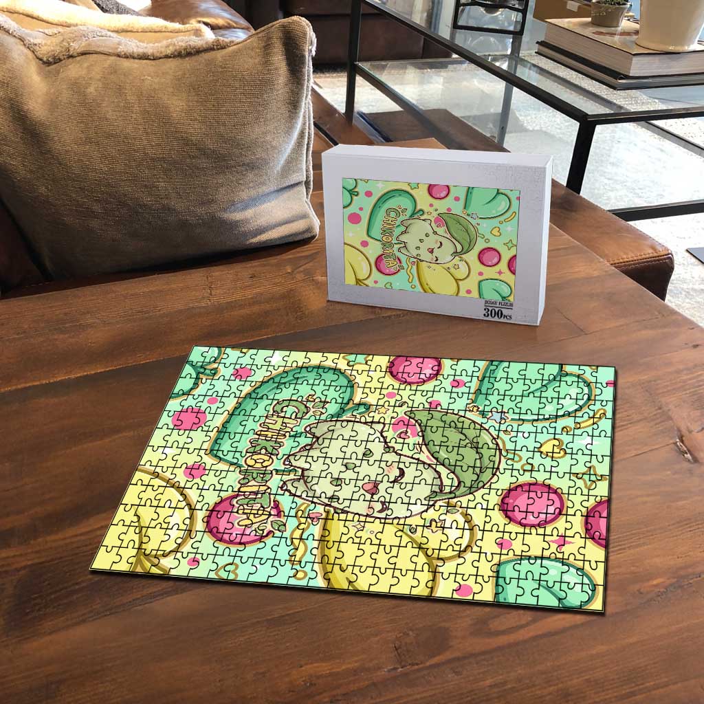 Chikorita Puzzle Vibrant Pastel Leaf Pop Art