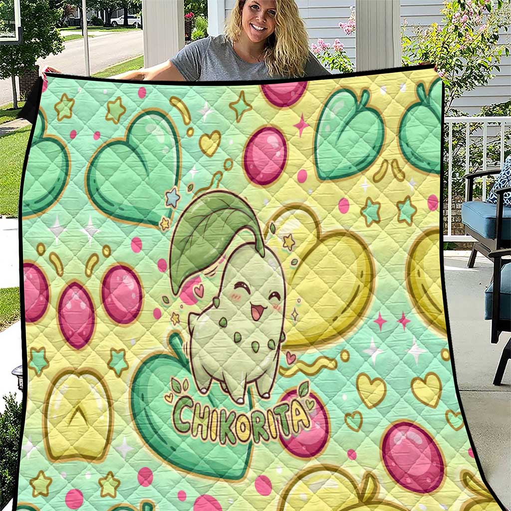 Chikorita Quilt Vibrant Pastel Leaf Pop Art