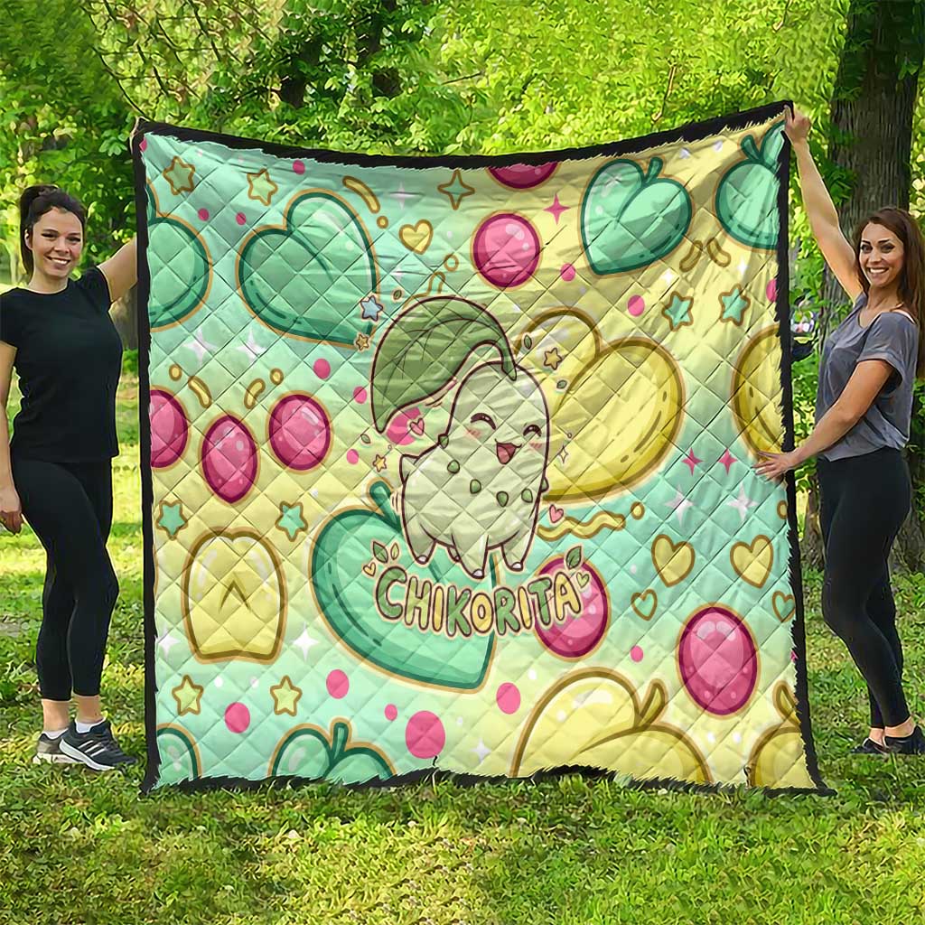 Chikorita Quilt Vibrant Pastel Leaf Pop Art