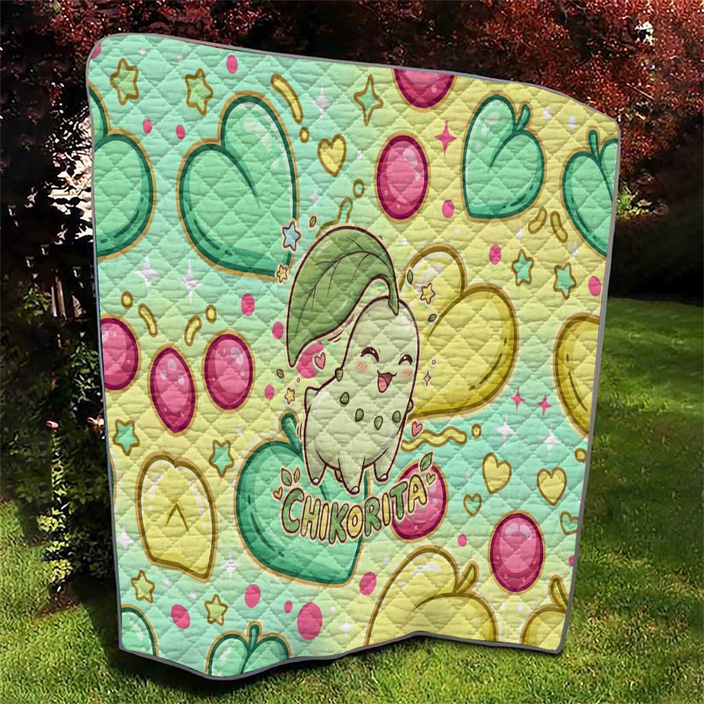 Chikorita Quilt Vibrant Pastel Leaf Pop Art