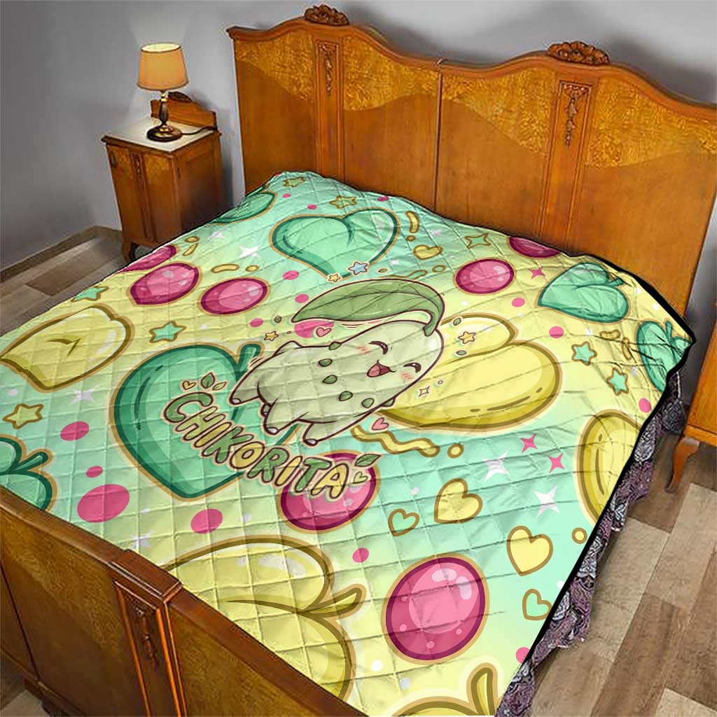 Chikorita Quilt Vibrant Pastel Leaf Pop Art