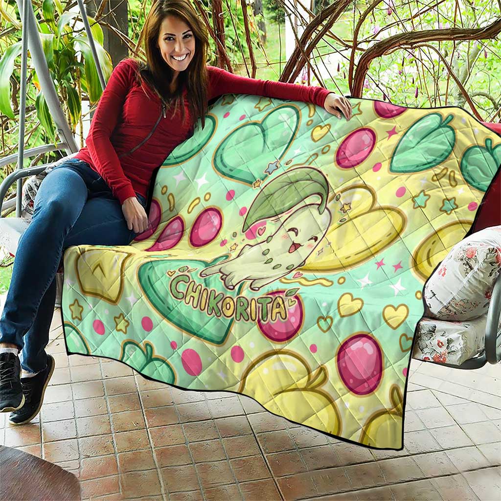 Chikorita Quilt Vibrant Pastel Leaf Pop Art
