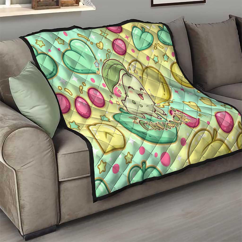 Chikorita Quilt Vibrant Pastel Leaf Pop Art