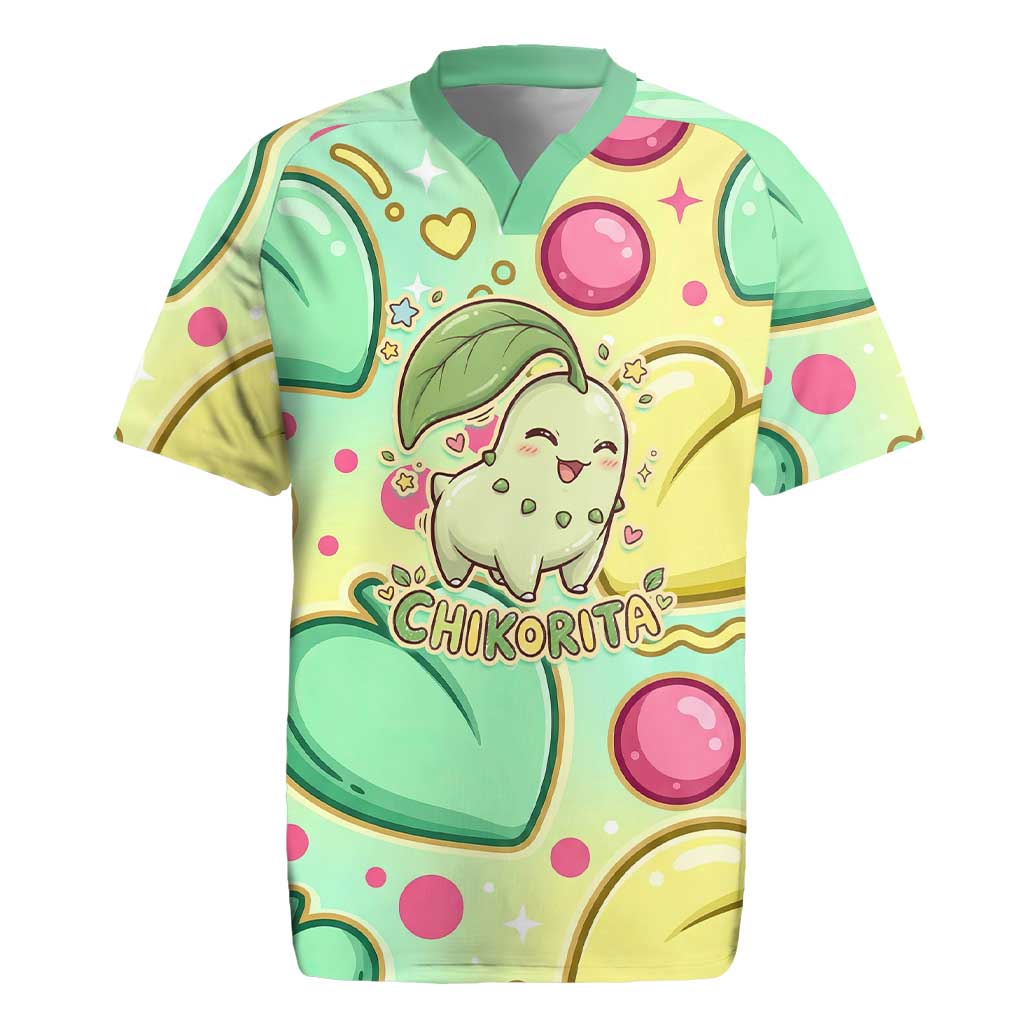 Chikorita Rugby Jersey Vibrant Pastel Leaf Pop Art