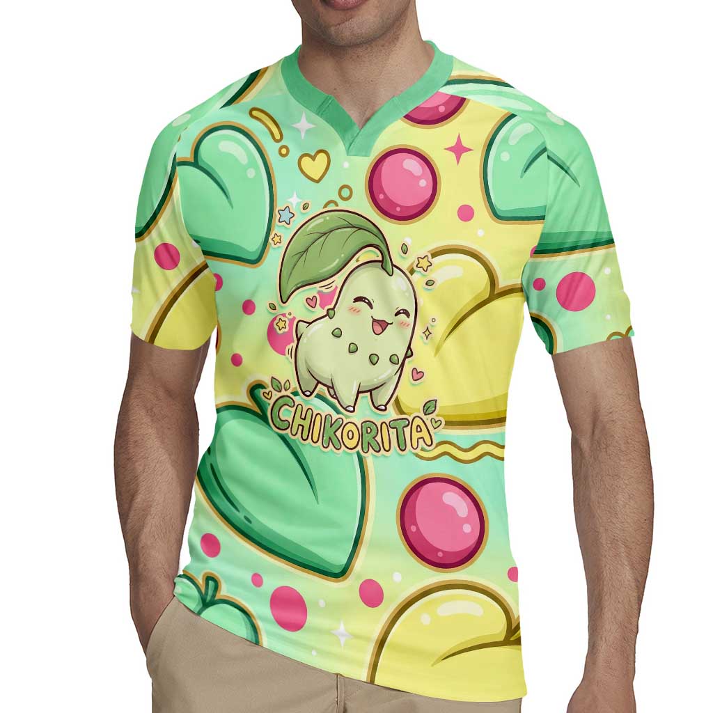 Chikorita Rugby Jersey Vibrant Pastel Leaf Pop Art