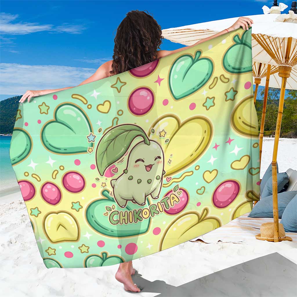 Chikorita Sarong Vibrant Pastel Leaf Pop Art