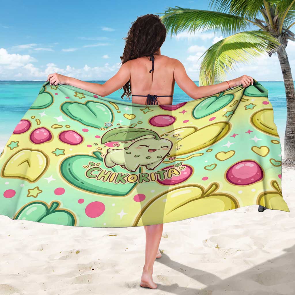 Chikorita Sarong Vibrant Pastel Leaf Pop Art
