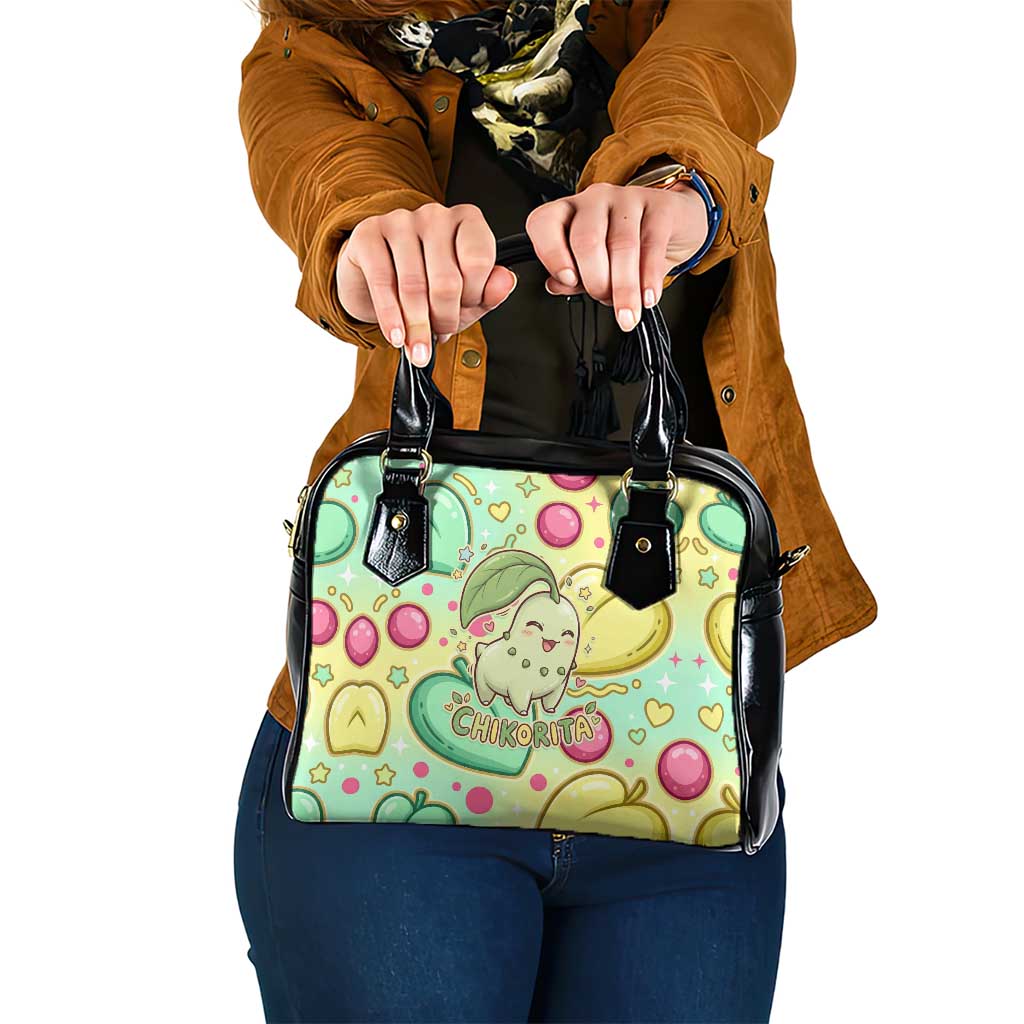 Chikorita Shoulder Handbag Vibrant Pastel Leaf Pop Art