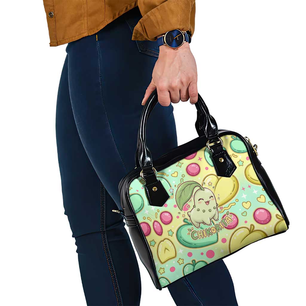 Chikorita Shoulder Handbag Vibrant Pastel Leaf Pop Art