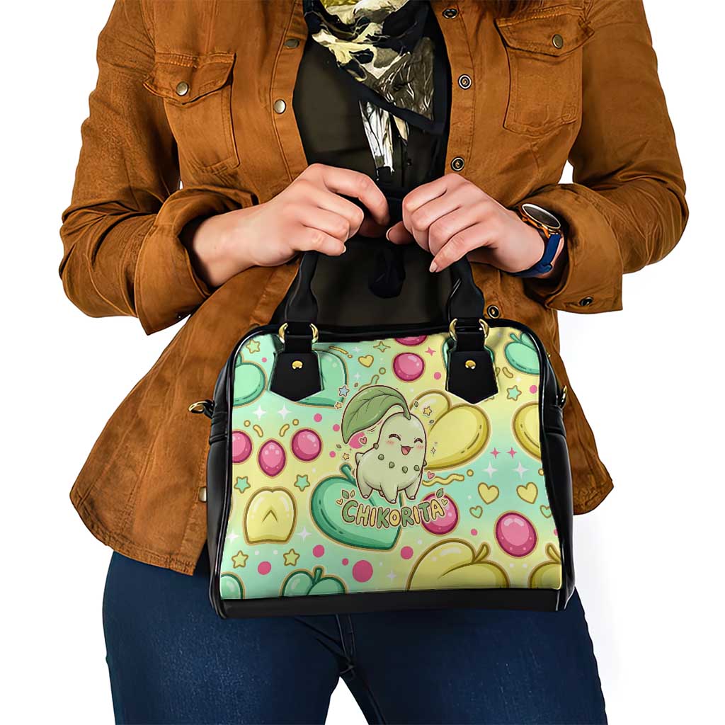 Chikorita Shoulder Handbag Vibrant Pastel Leaf Pop Art