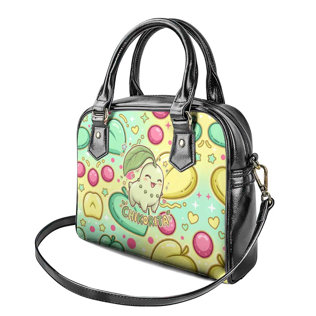 Chikorita Shoulder Handbag Vibrant Pastel Leaf Pop Art