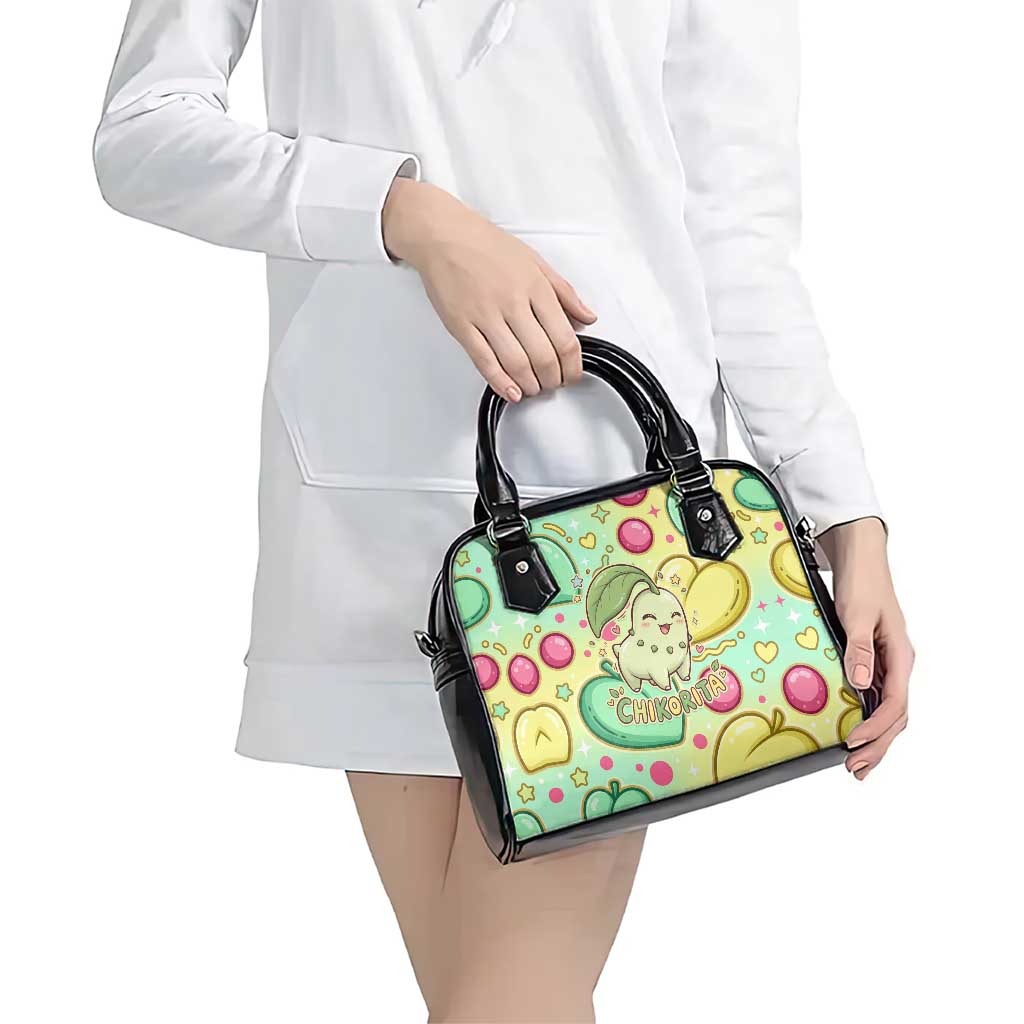 Chikorita Shoulder Handbag Vibrant Pastel Leaf Pop Art