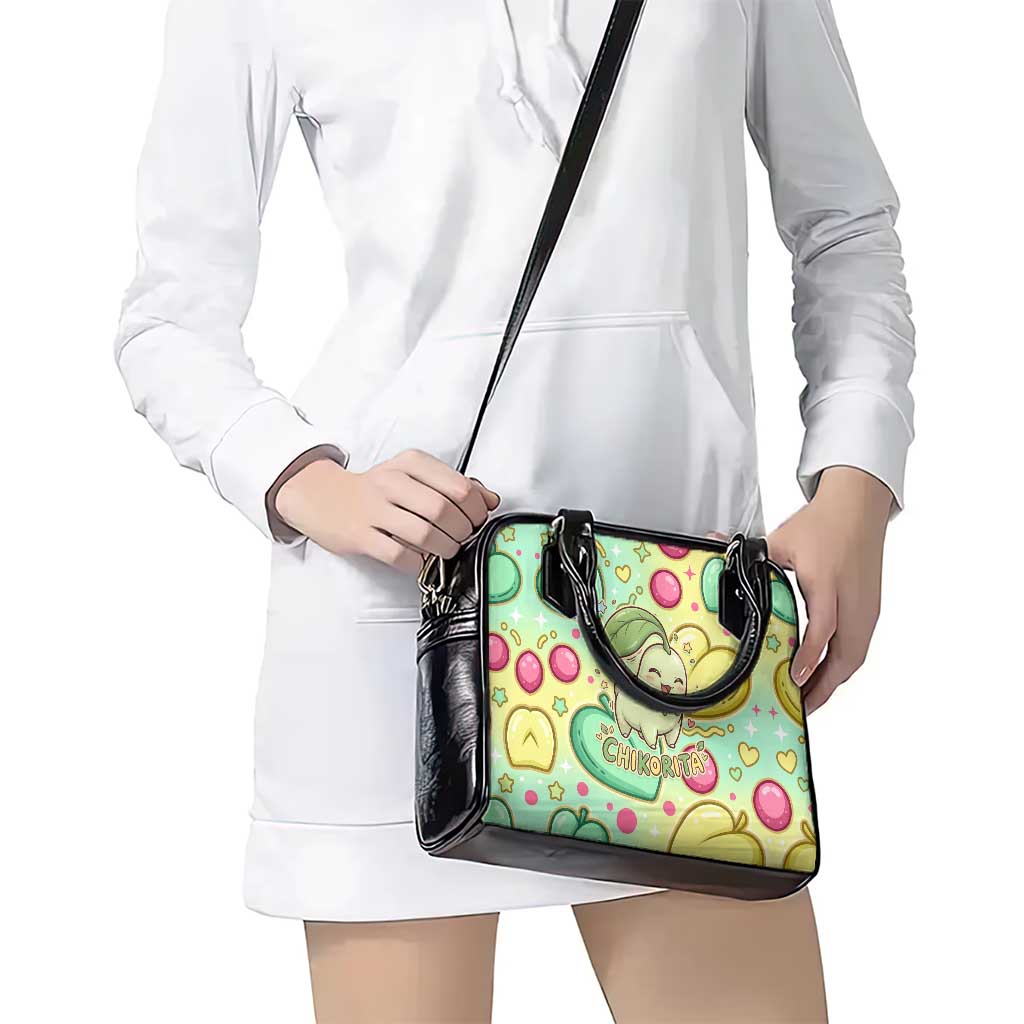 Chikorita Shoulder Handbag Vibrant Pastel Leaf Pop Art