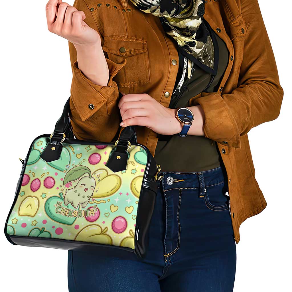 Chikorita Shoulder Handbag Vibrant Pastel Leaf Pop Art