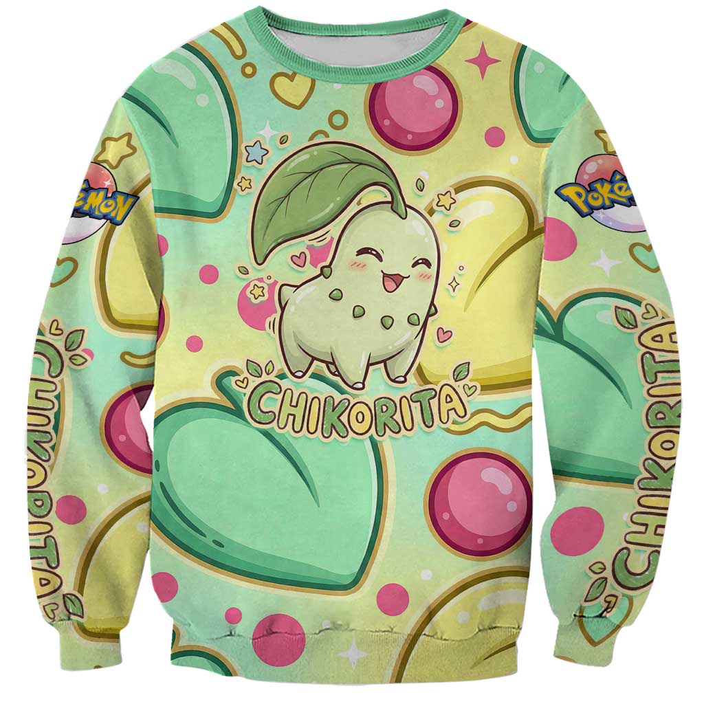 Chikorita Sweatshirt Vibrant Pastel Leaf Pop Art