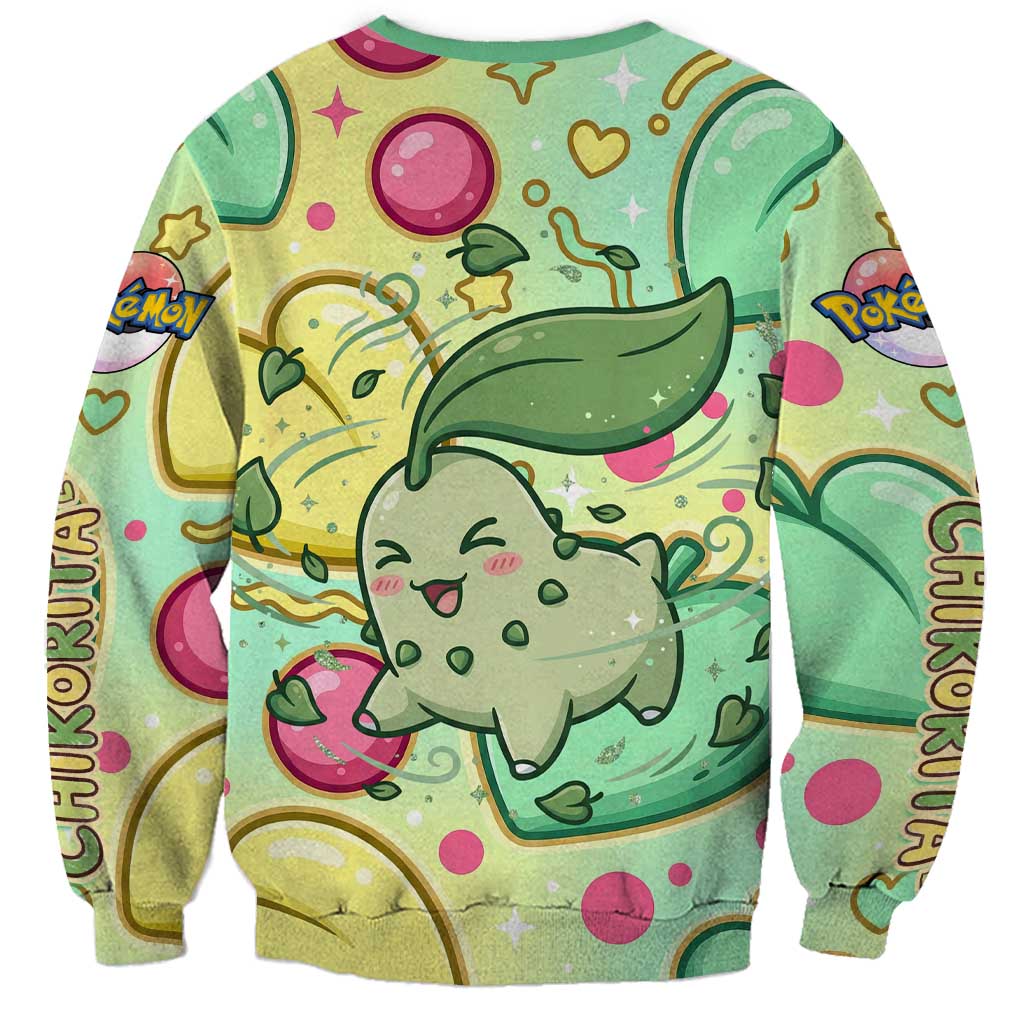 Chikorita Sweatshirt Vibrant Pastel Leaf Pop Art