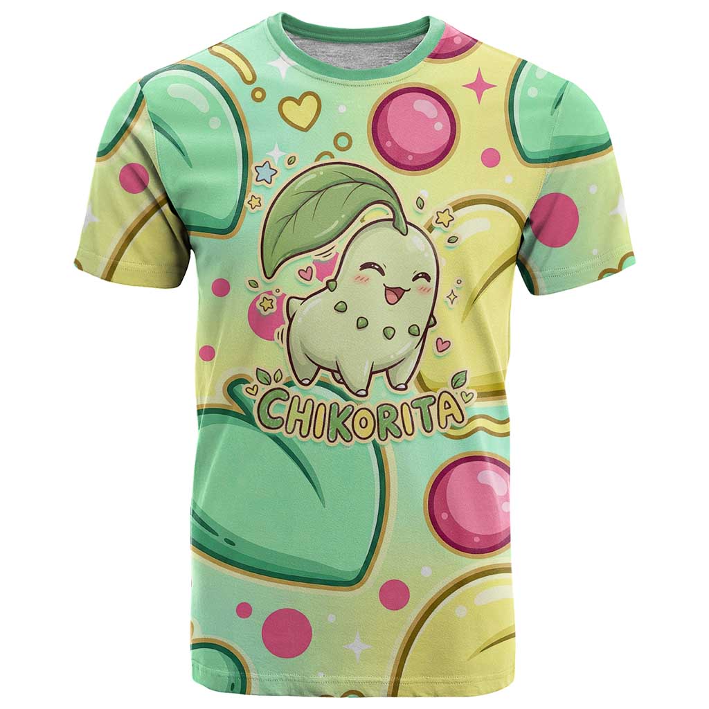 Chikorita T Shirt Vibrant Pastel Leaf Pop Art
