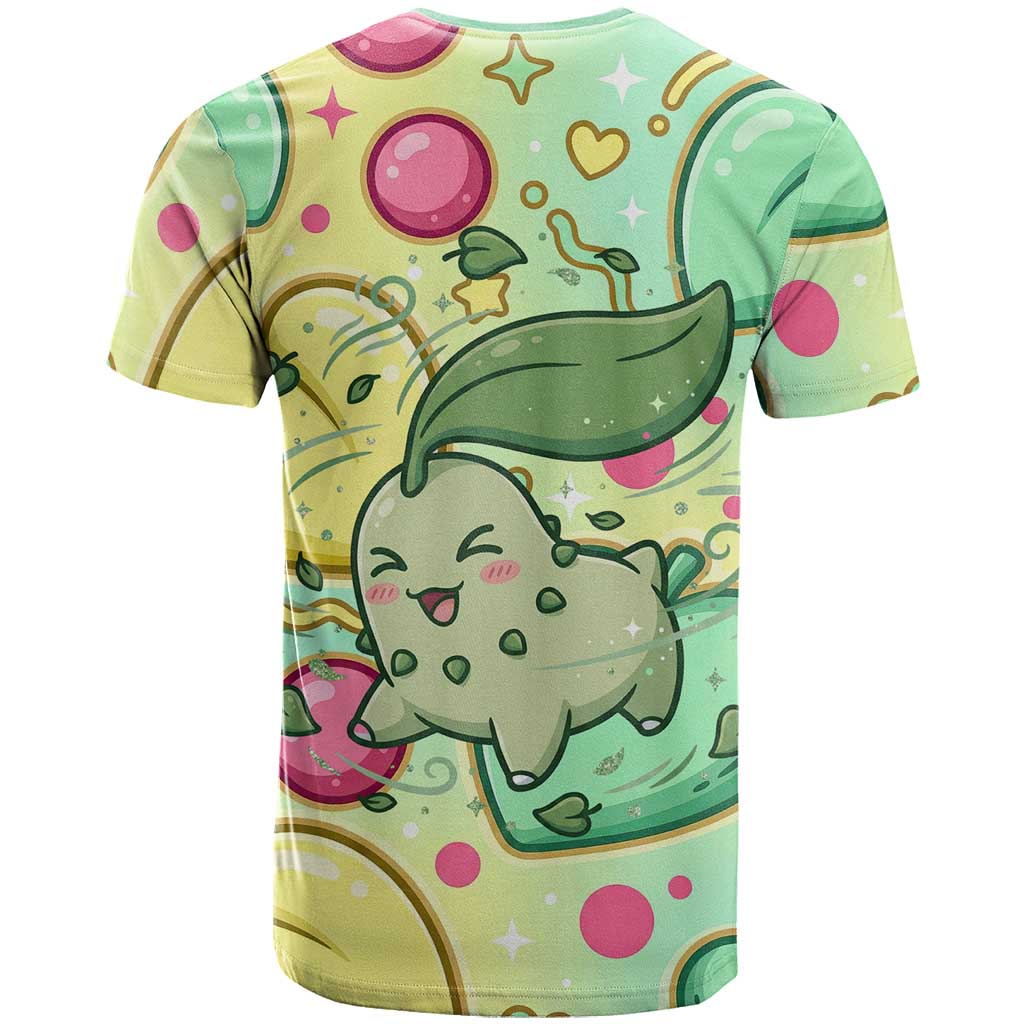 Chikorita T Shirt Vibrant Pastel Leaf Pop Art