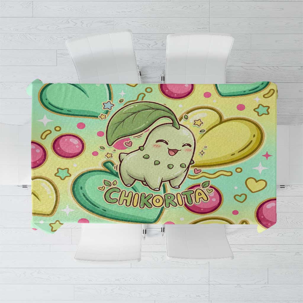 Chikorita Tablecloth Vibrant Pastel Leaf Pop Art