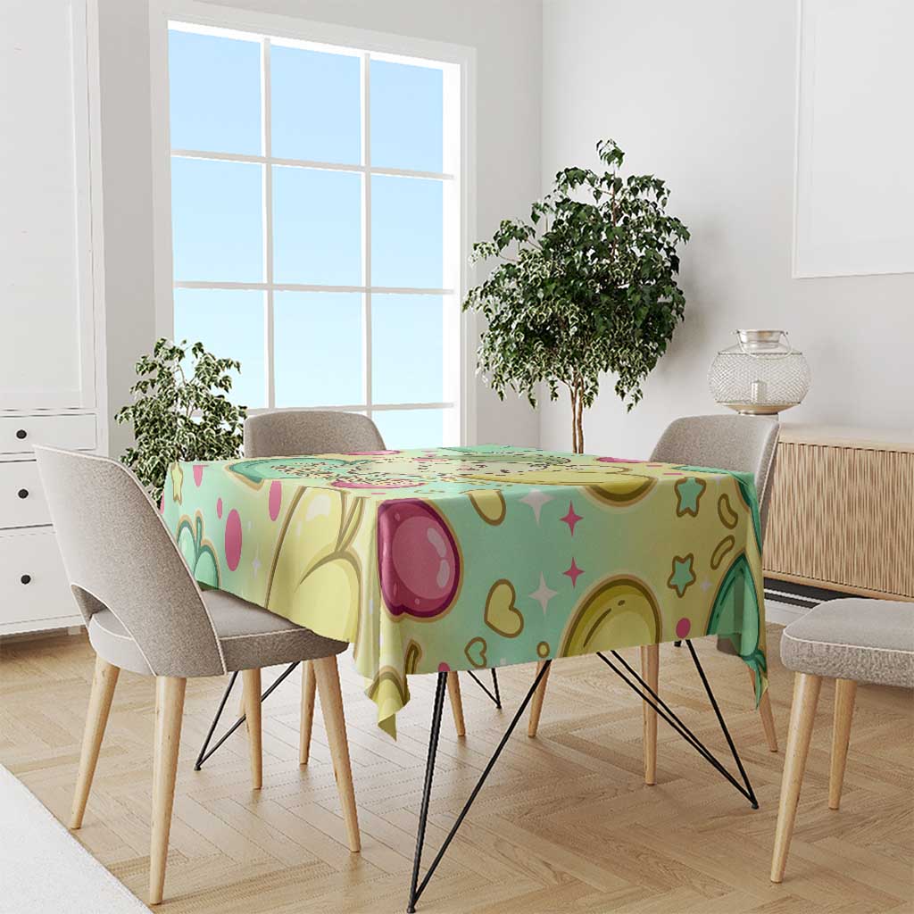 Chikorita Tablecloth Vibrant Pastel Leaf Pop Art