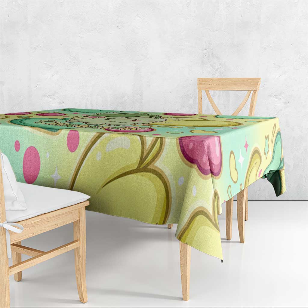 Chikorita Tablecloth Vibrant Pastel Leaf Pop Art