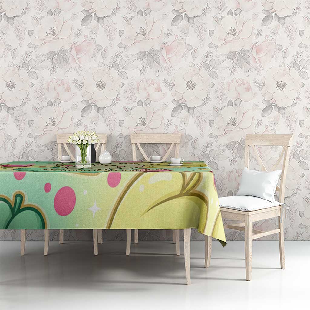 Chikorita Tablecloth Vibrant Pastel Leaf Pop Art