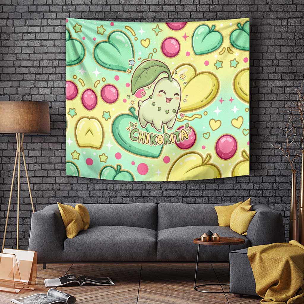 Chikorita Tapestry Vibrant Pastel Leaf Pop Art