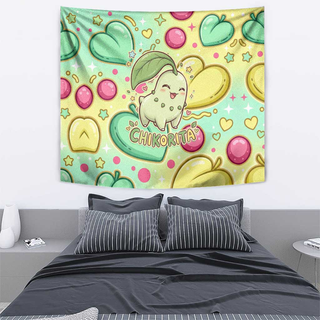 Chikorita Tapestry Vibrant Pastel Leaf Pop Art