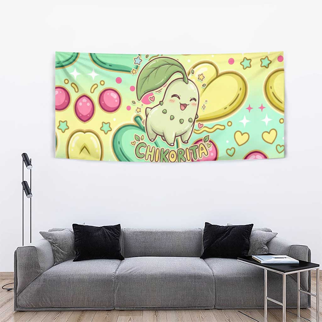Chikorita Tapestry Vibrant Pastel Leaf Pop Art