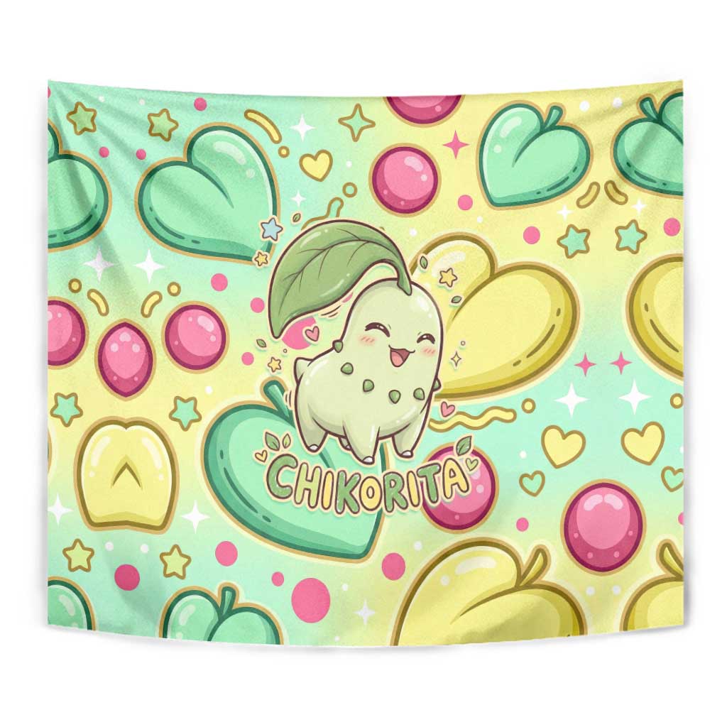 Chikorita Tapestry Vibrant Pastel Leaf Pop Art