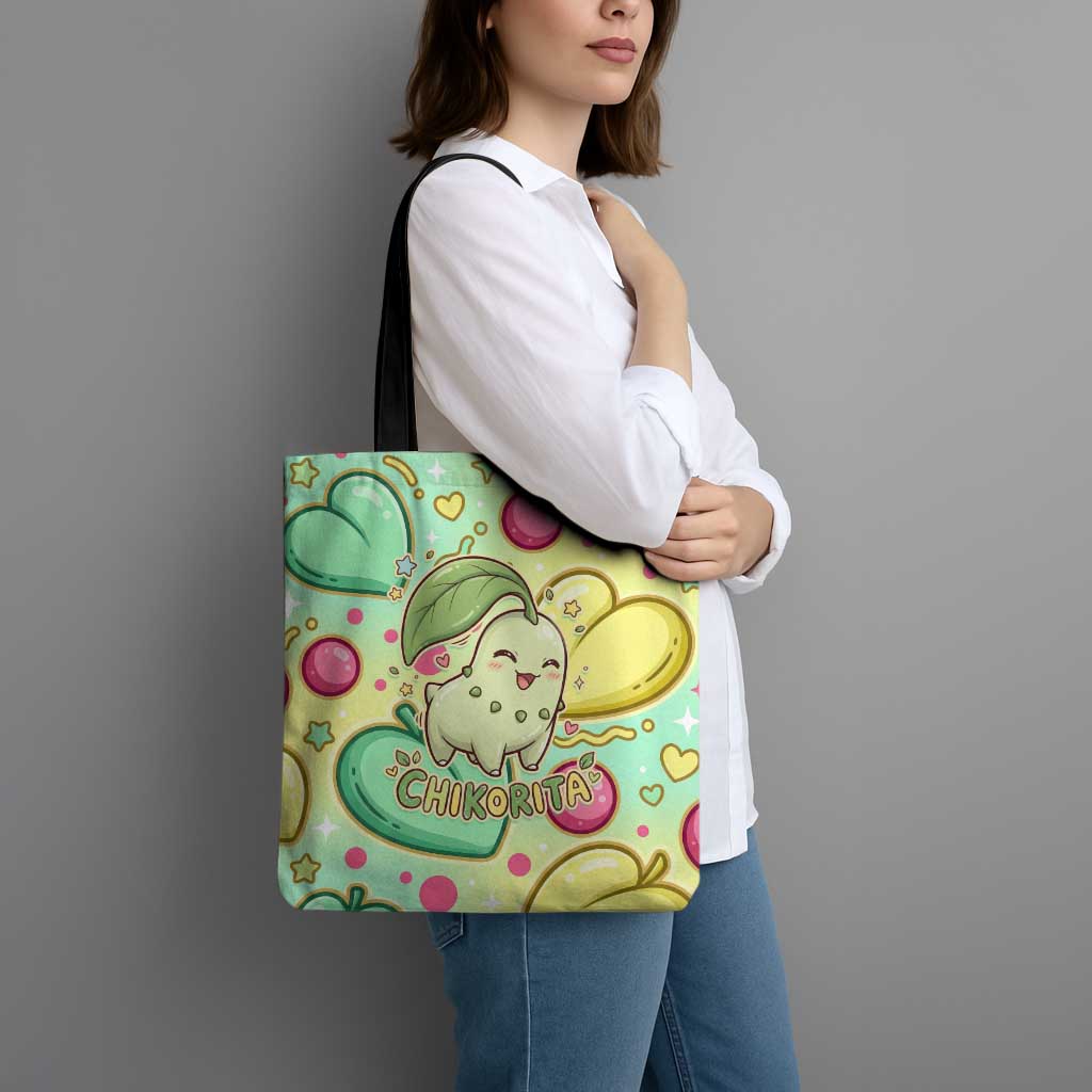 Chikorita Tote Bag Vibrant Pastel Leaf Pop Art