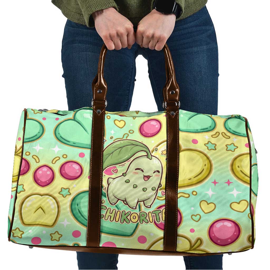 Chikorita Travel Bag Vibrant Pastel Leaf Pop Art