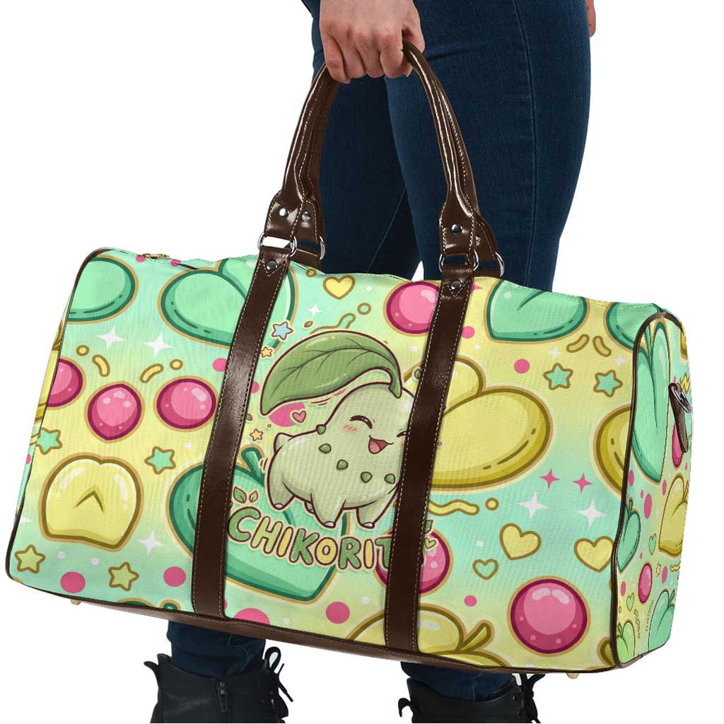 Chikorita Travel Bag Vibrant Pastel Leaf Pop Art